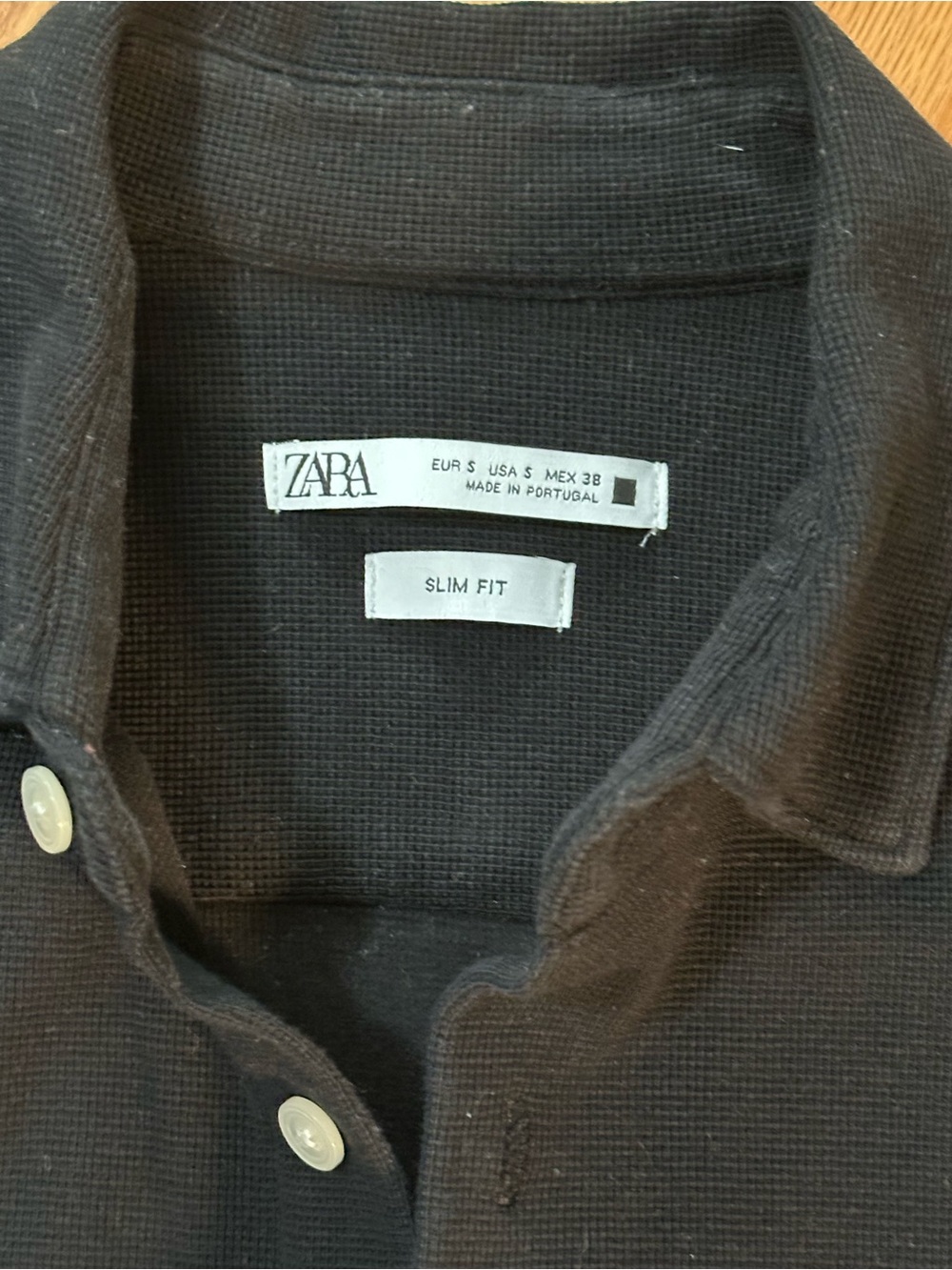 ZARA Slim Fit Black Men's Polo with Subtle Texture